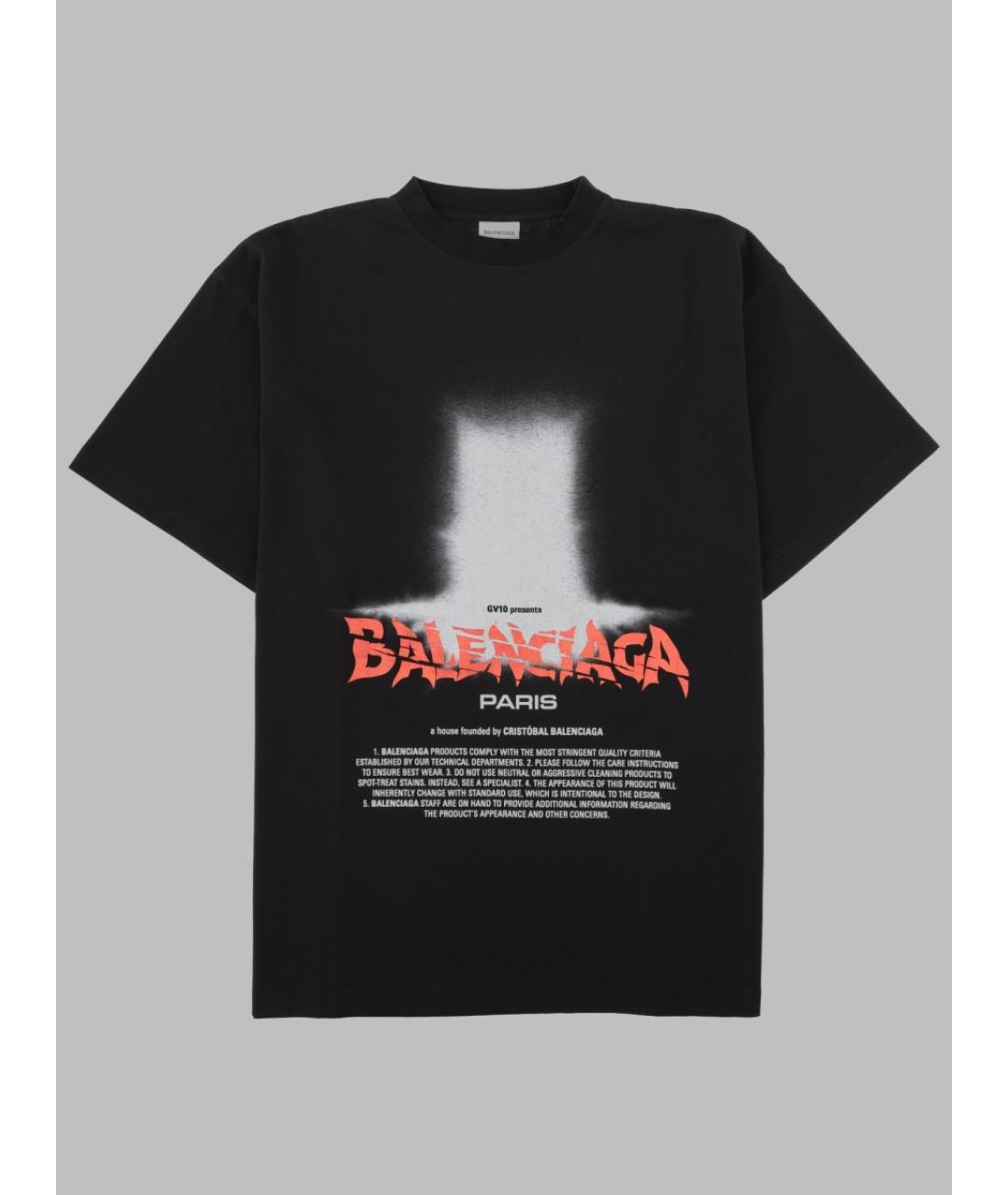 BALENCIAGA Черная хлопковая футболка, фото 3
