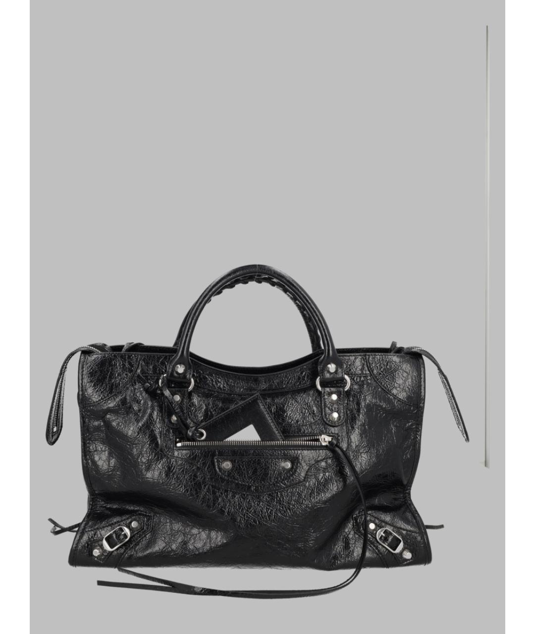 BALENCIAGA Черная кожаная сумка тоут, фото 3
