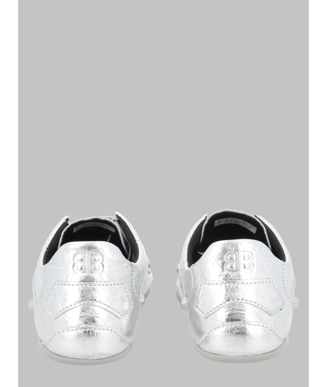 BALENCIAGA Серебряные кожаные кеды, фото 2