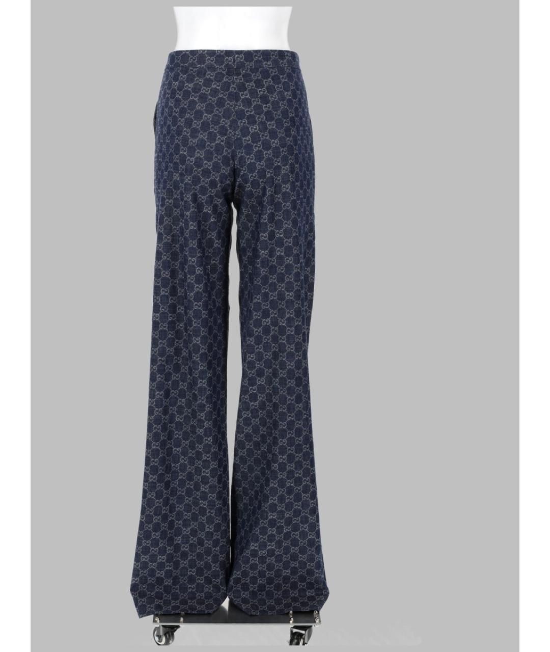 GUCCI Синие хлопковые прямые брюки, фото 2
