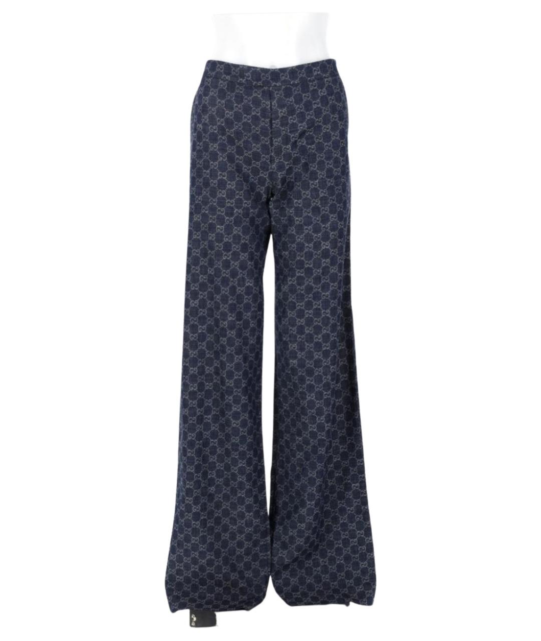 GUCCI Синие хлопковые прямые брюки, фото 1