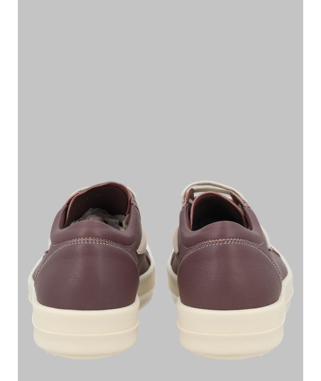 RICK OWENS Бордовые кожаные кеды, фото 2