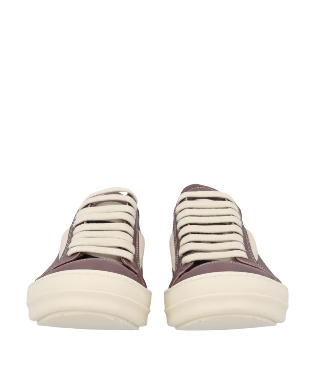 RICK OWENS Бордовые кожаные кеды, фото 1