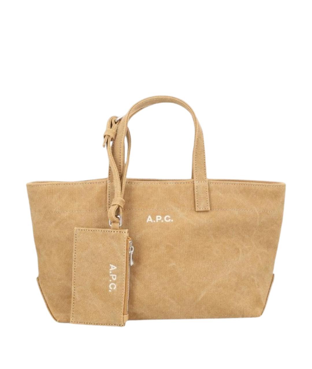 A.P.C. Бежевая хлопковая сумка тоут, фото 1