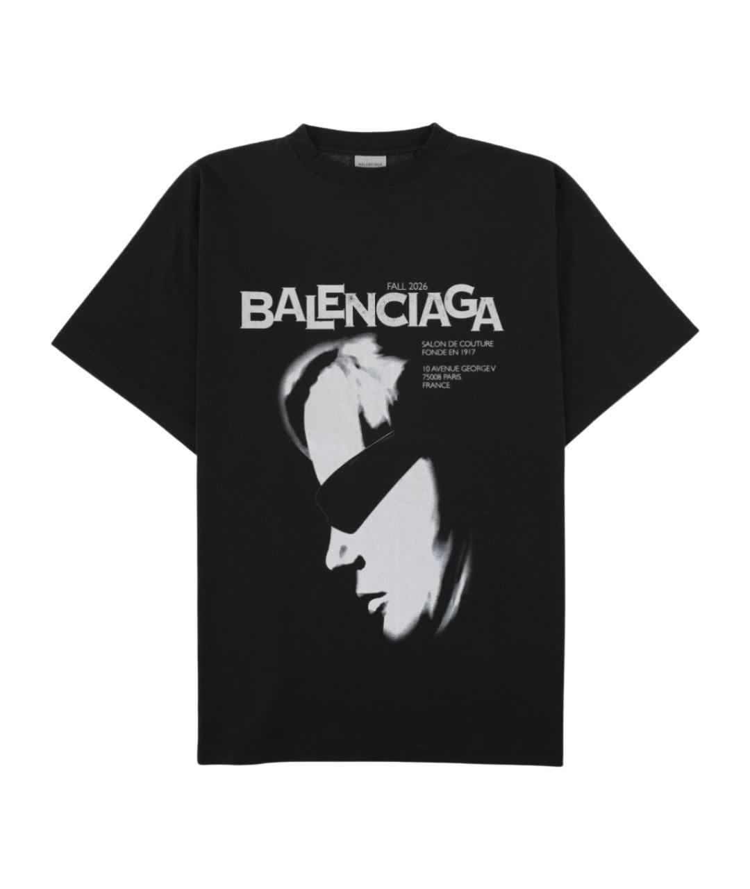 BALENCIAGA Черная хлопковая футболка, фото 1