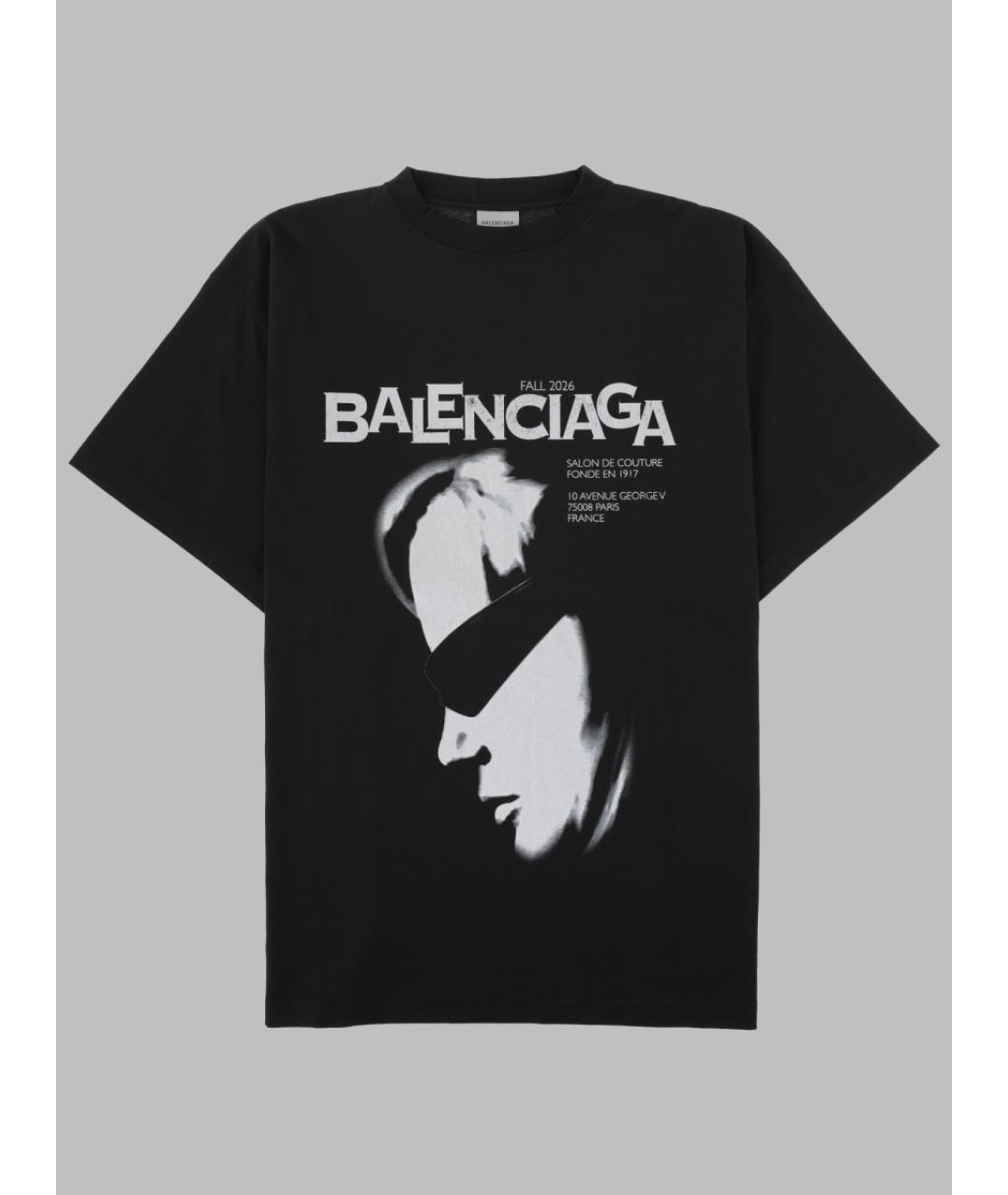 BALENCIAGA Черная хлопковая футболка, фото 3
