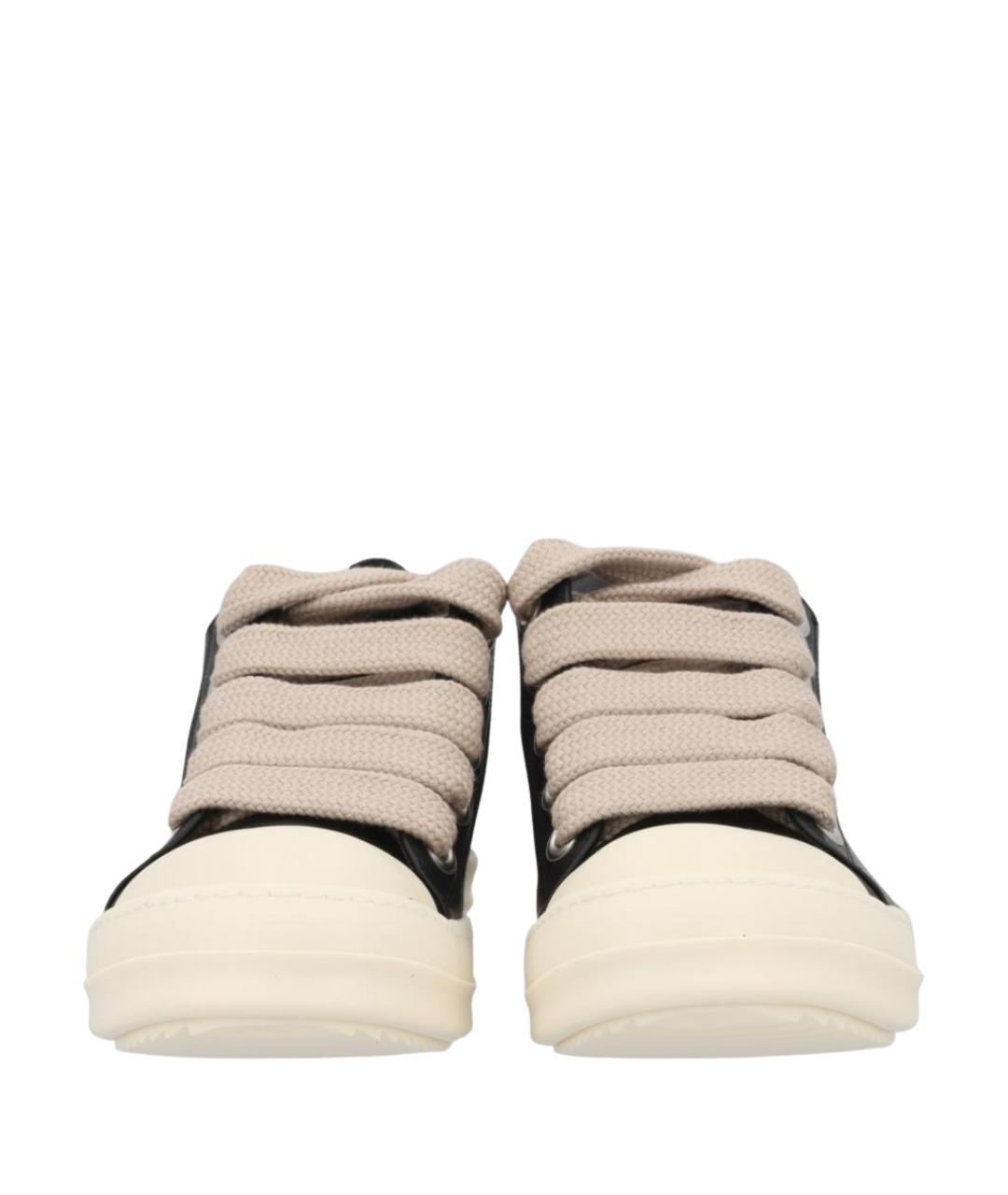 RICK OWENS Черные кожаные низкие кроссовки / кеды, фото 1