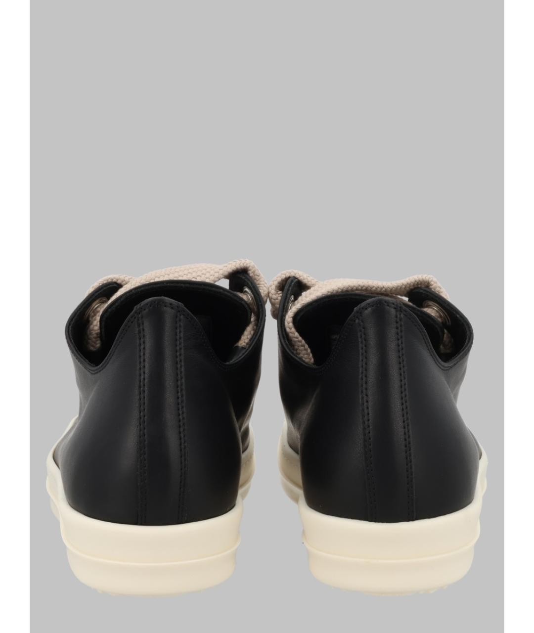 RICK OWENS Черные кожаные низкие кроссовки / кеды, фото 2