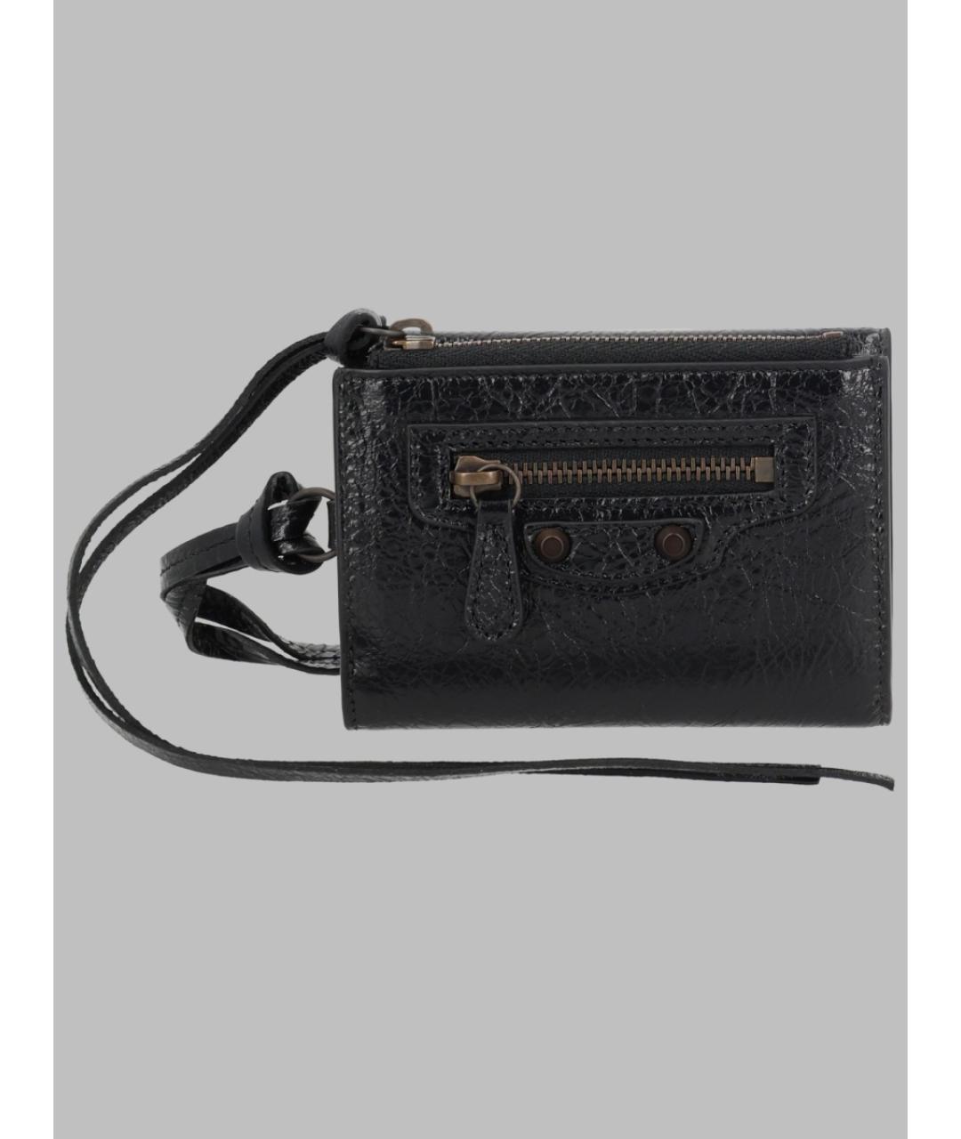 BALENCIAGA Черный кожаный кошелек, фото 3