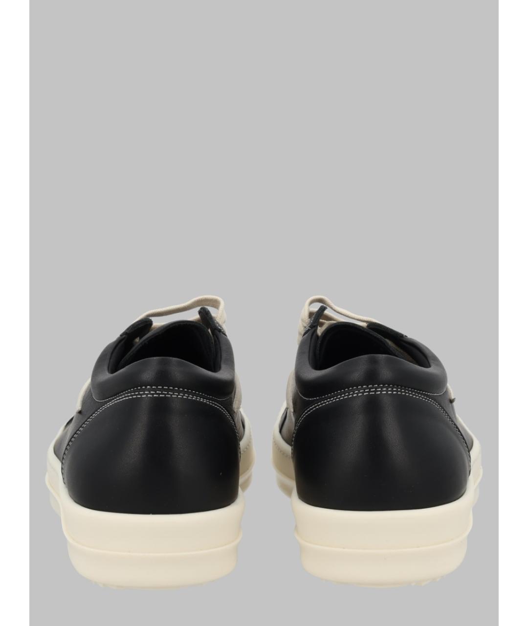 RICK OWENS Черные кожаные низкие кроссовки / кеды, фото 2