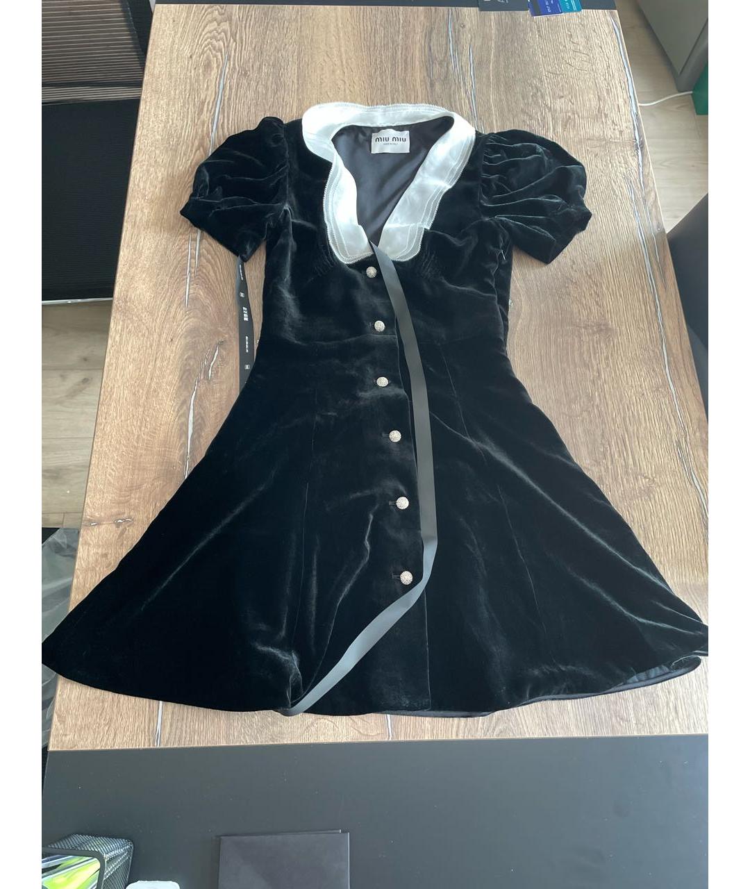 MIU MIU Черное вискозное повседневное платье, фото 5