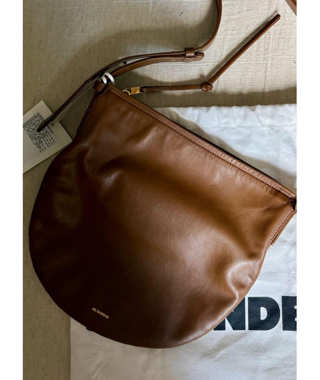 JIL SANDER Коричневая кожаная сумка через плечо, фото 2