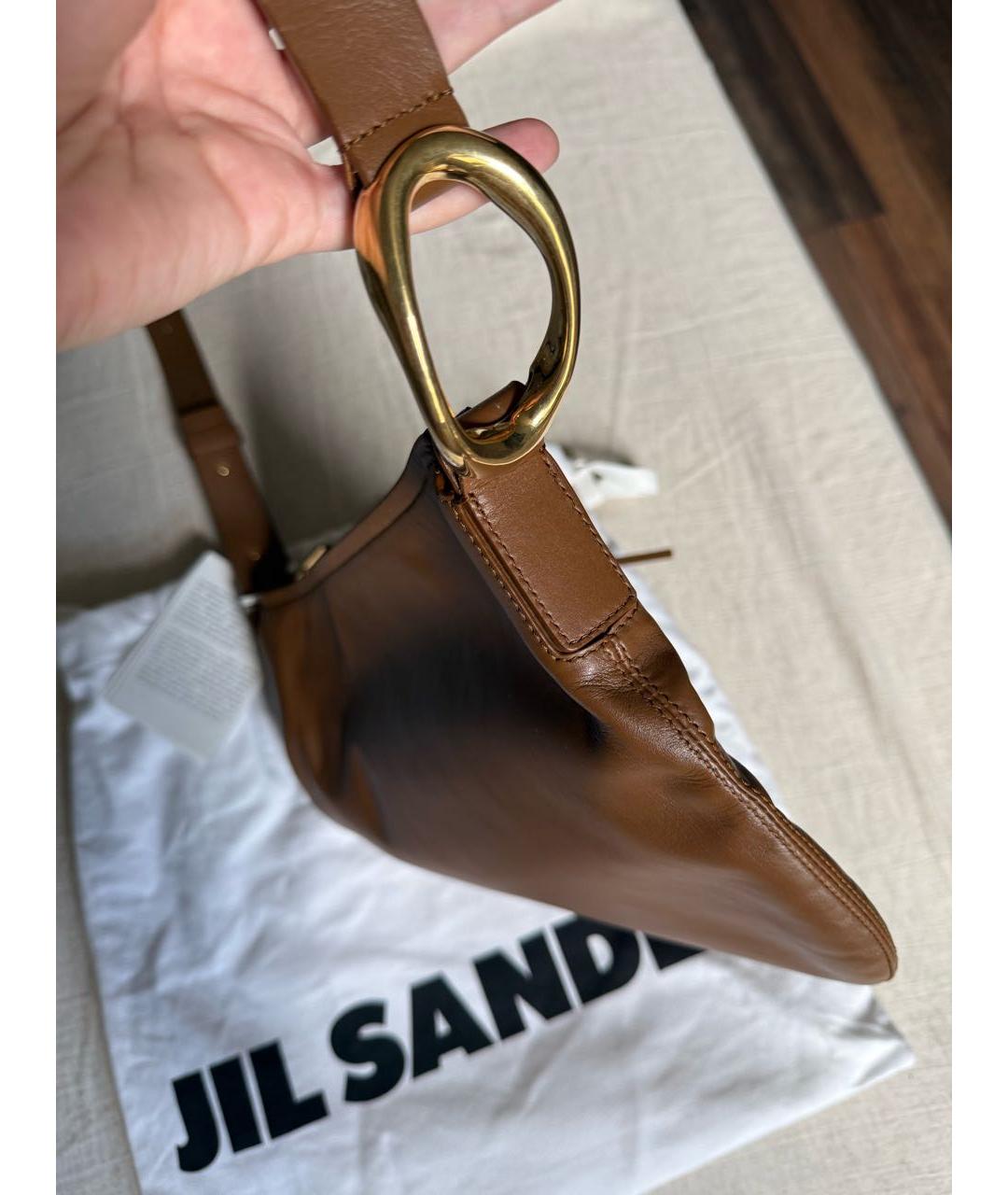 JIL SANDER Коричневая кожаная сумка через плечо, фото 3