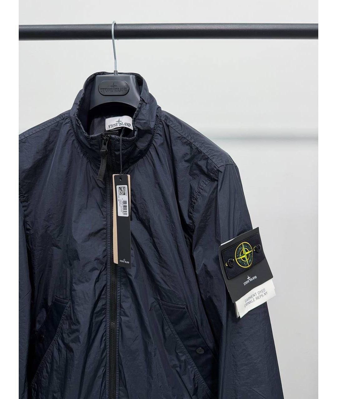 STONE ISLAND Темно-синяя синтетическая куртка, фото 2