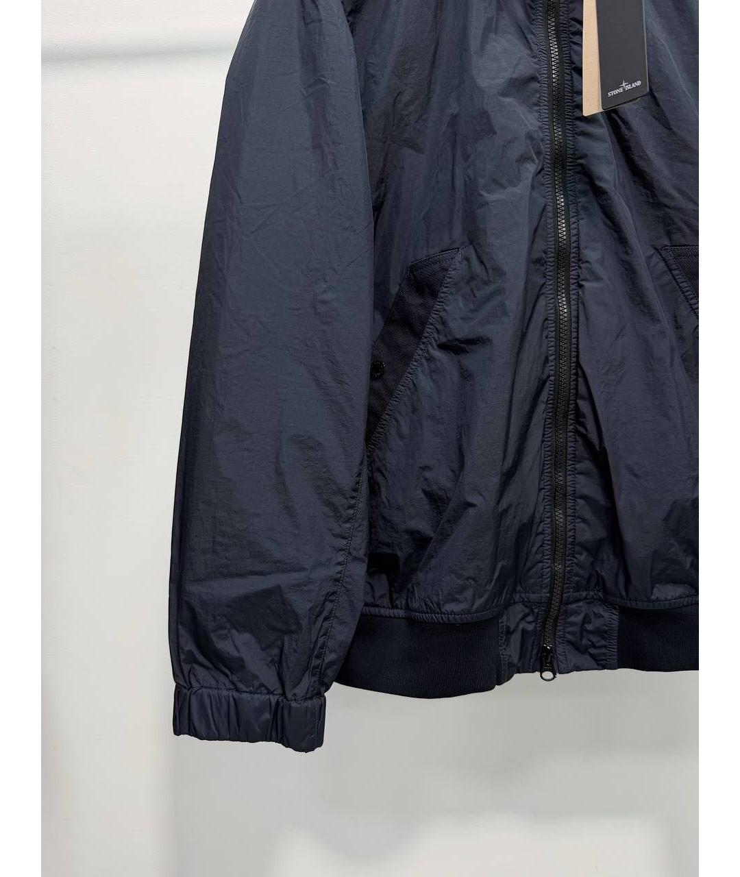 STONE ISLAND Темно-синяя синтетическая куртка, фото 3