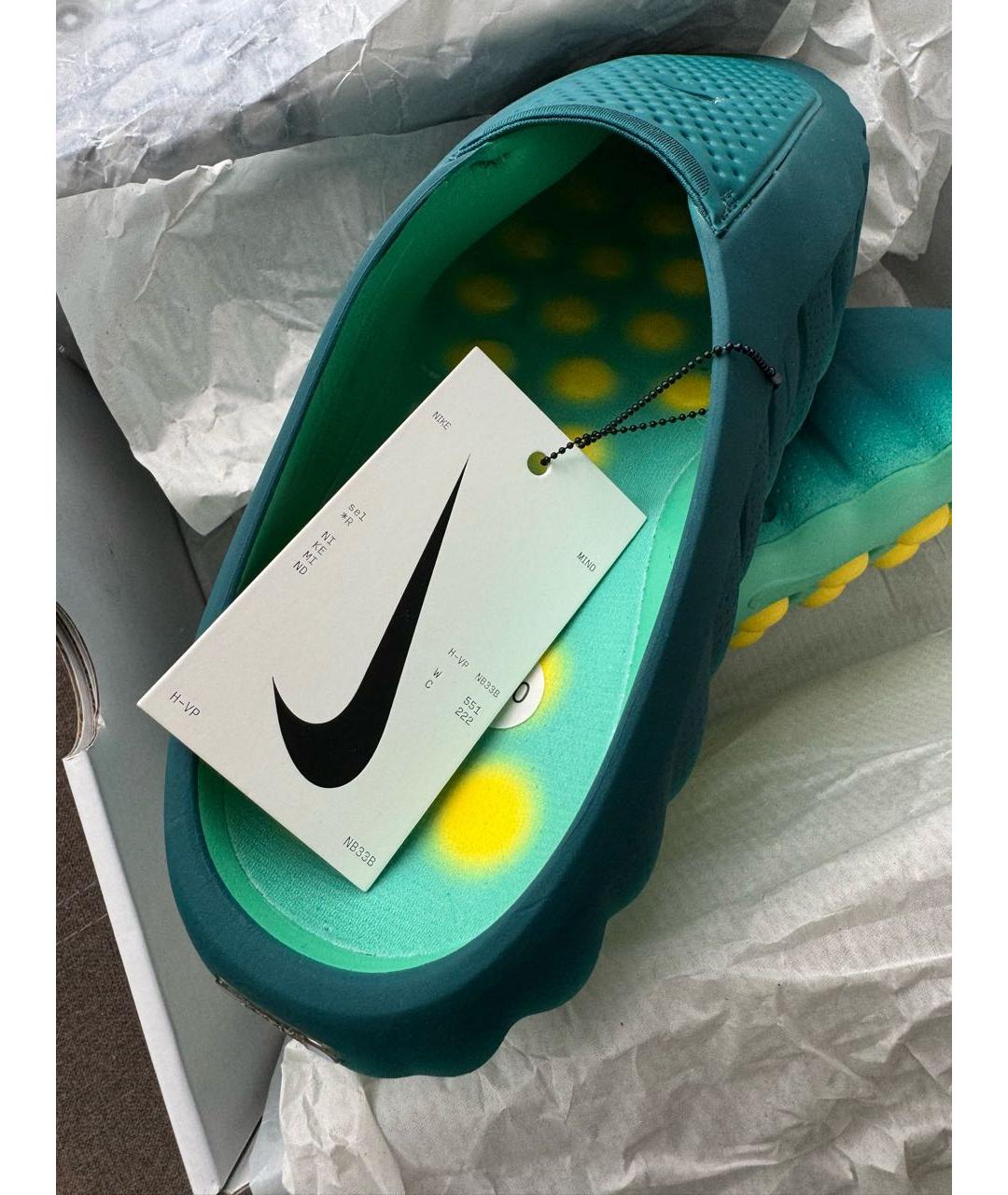 NIKE Зеленые резиновые шлепанцы, фото 6
