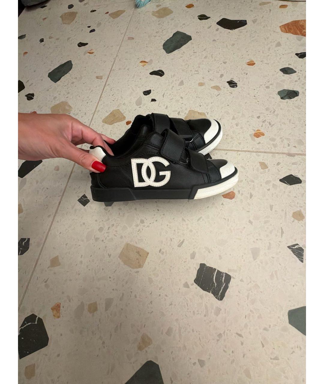 DOLCE & GABBANA KIDS Черные кожаные кеды, фото 8