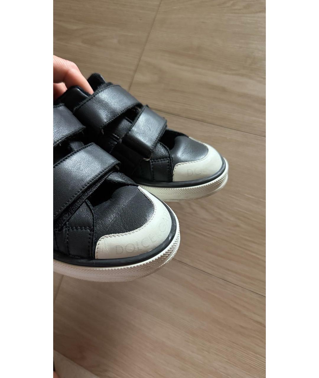 DOLCE & GABBANA KIDS Черные кожаные кеды, фото 7