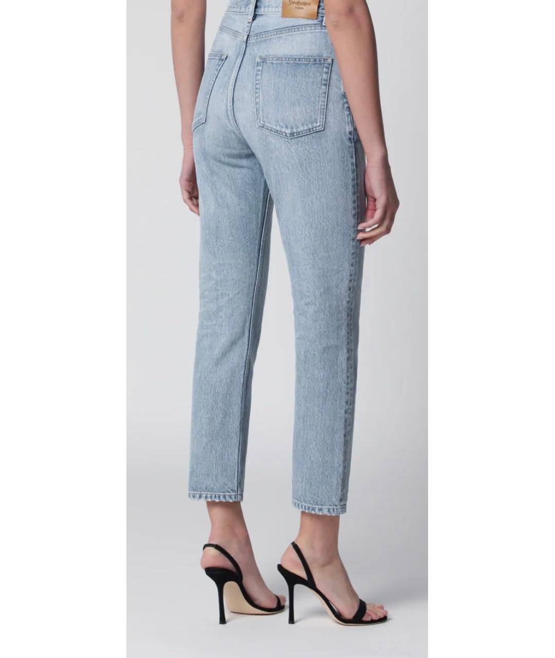SAINT LAURENT Голубые хлопковые прямые джинсы, фото 8