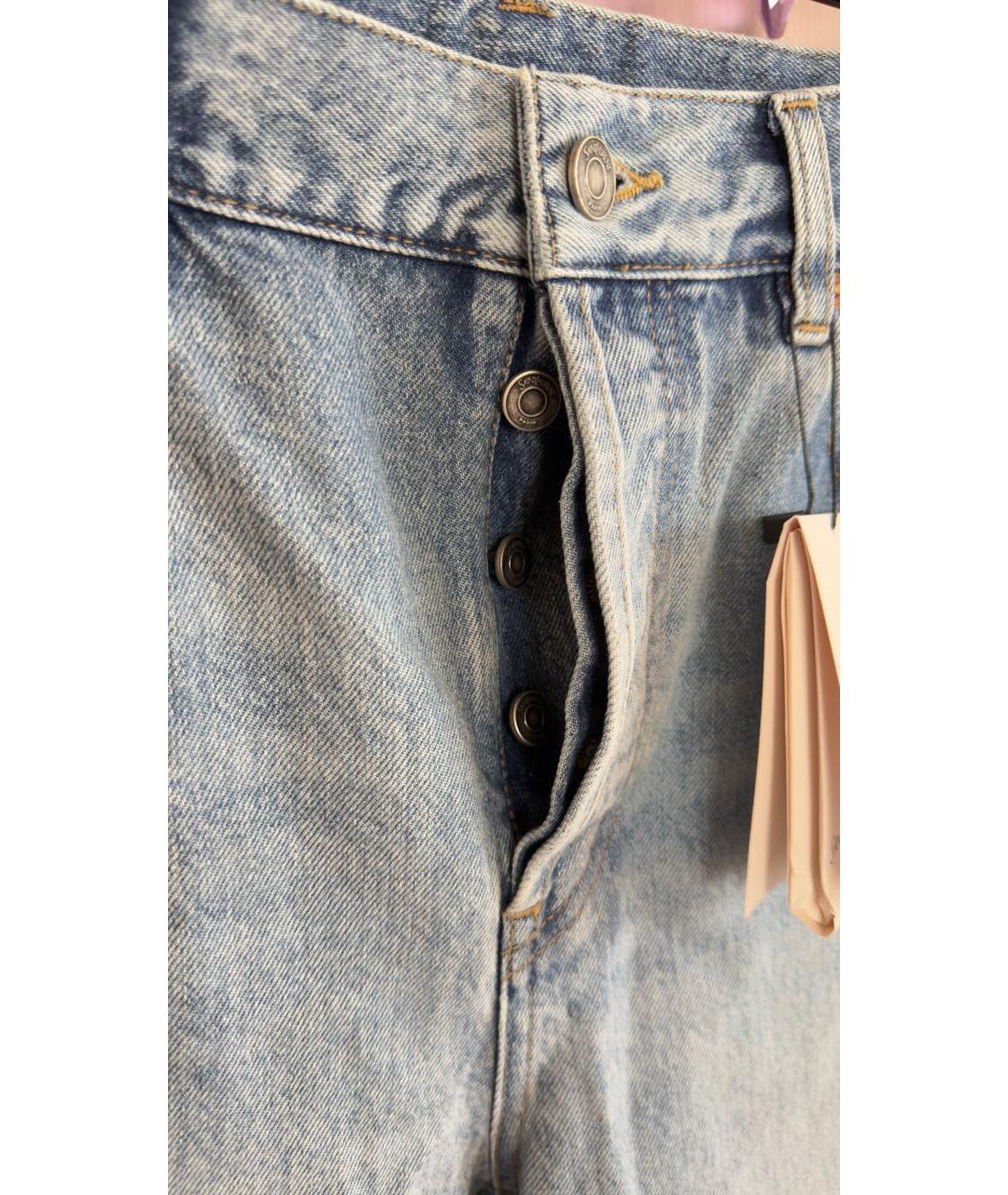 SAINT LAURENT Голубые хлопковые прямые джинсы, фото 3