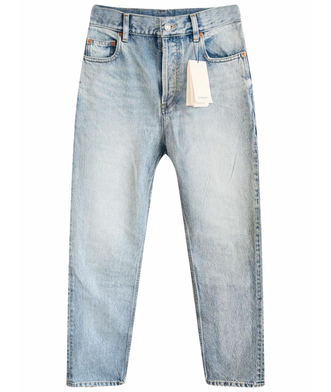 SAINT LAURENT Голубые хлопковые прямые джинсы, фото 1