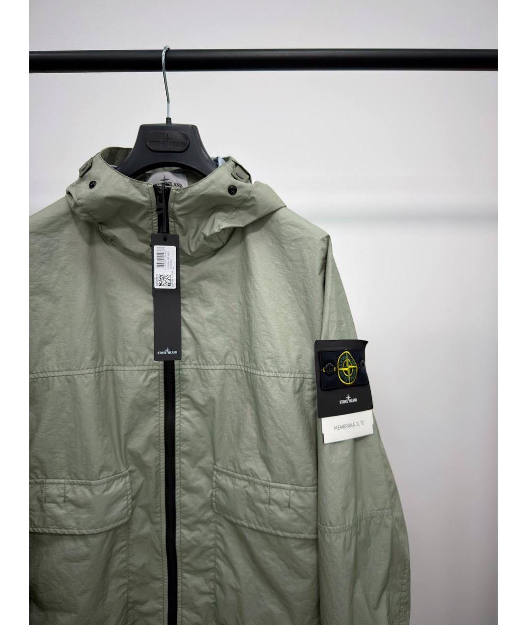 STONE ISLAND Салатовая синтетическая куртка, фото 2