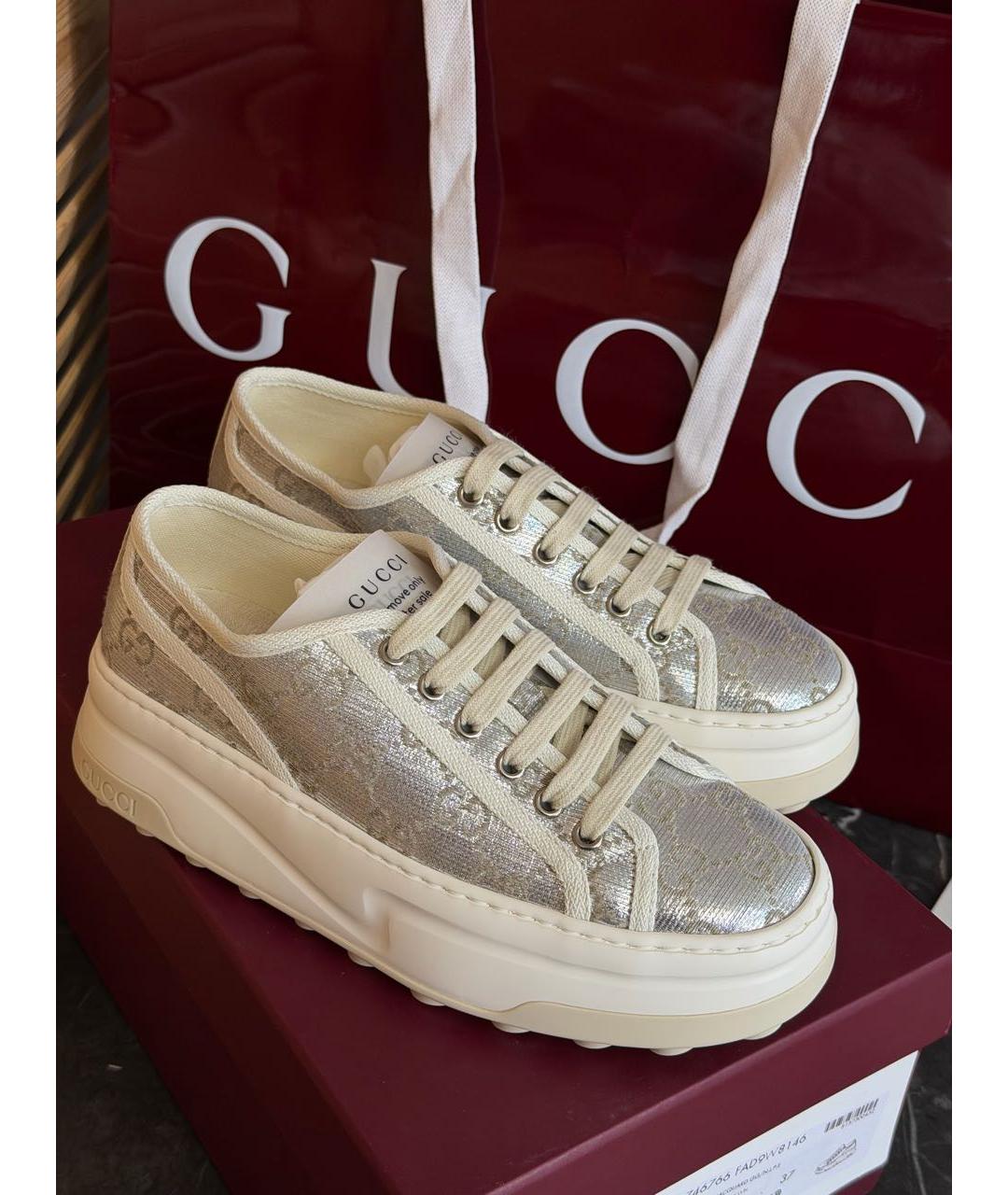GUCCI Серебряные кроссовки, фото 2