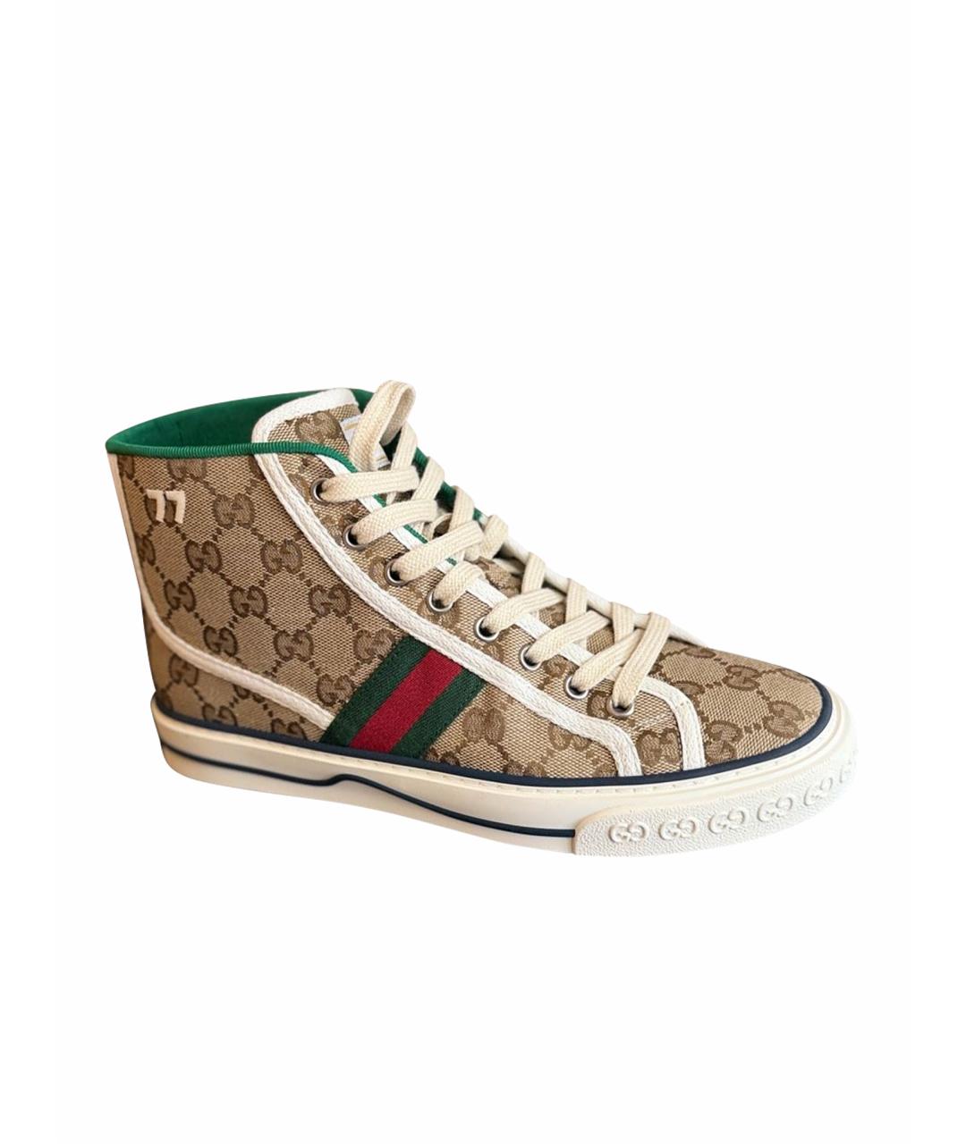 GUCCI Коричневые кеды, фото 1