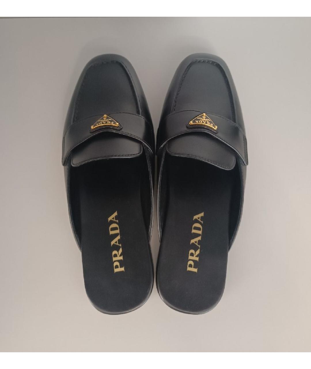 PRADA Черные кожаные мюли, фото 3