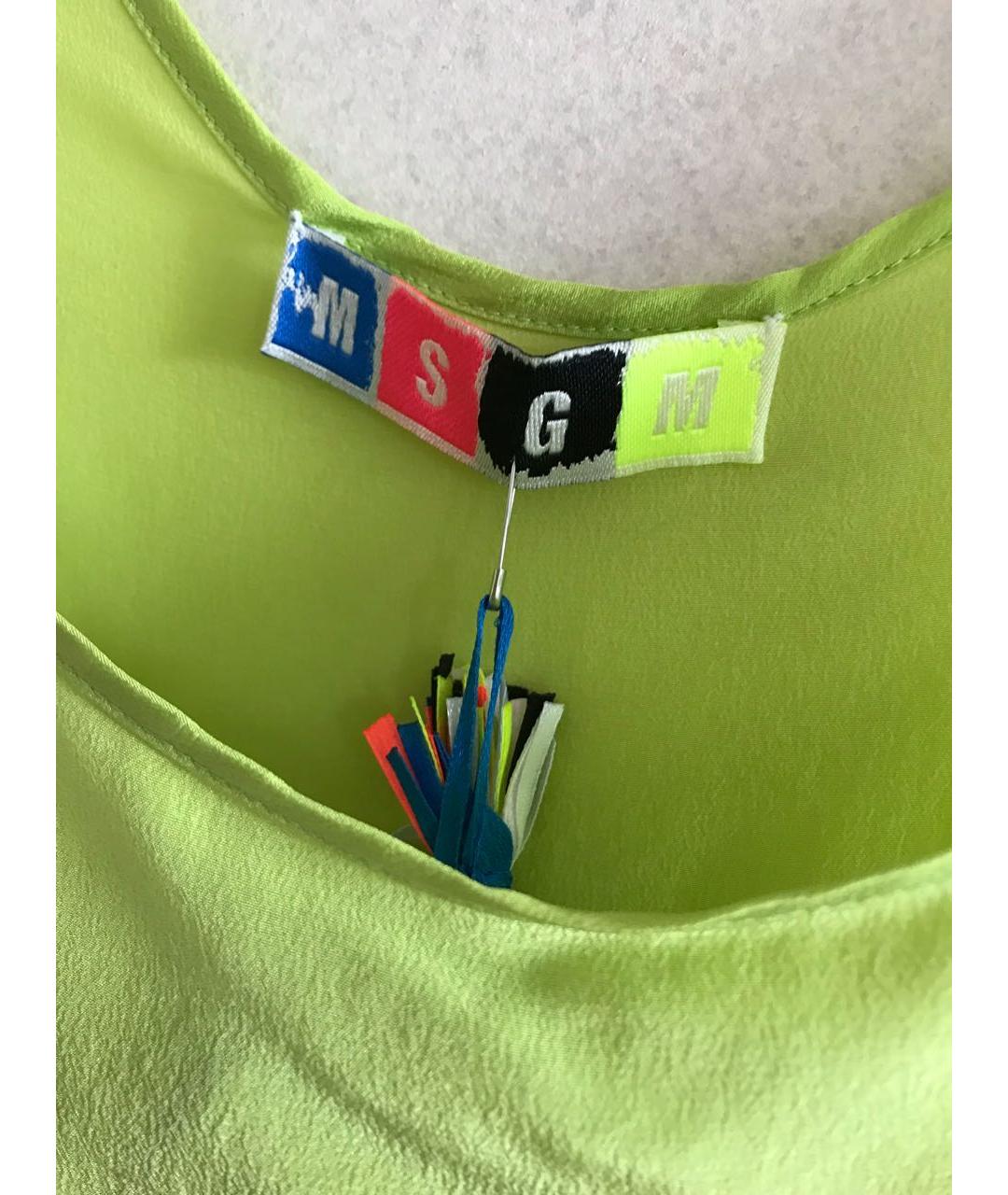 MSGM Салатовая шелковая майка, фото 2