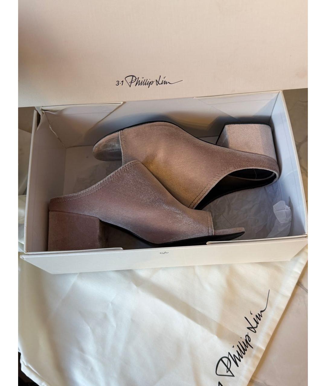 3.1 PHILLIP LIM Розовые текстильные мюли, фото 3