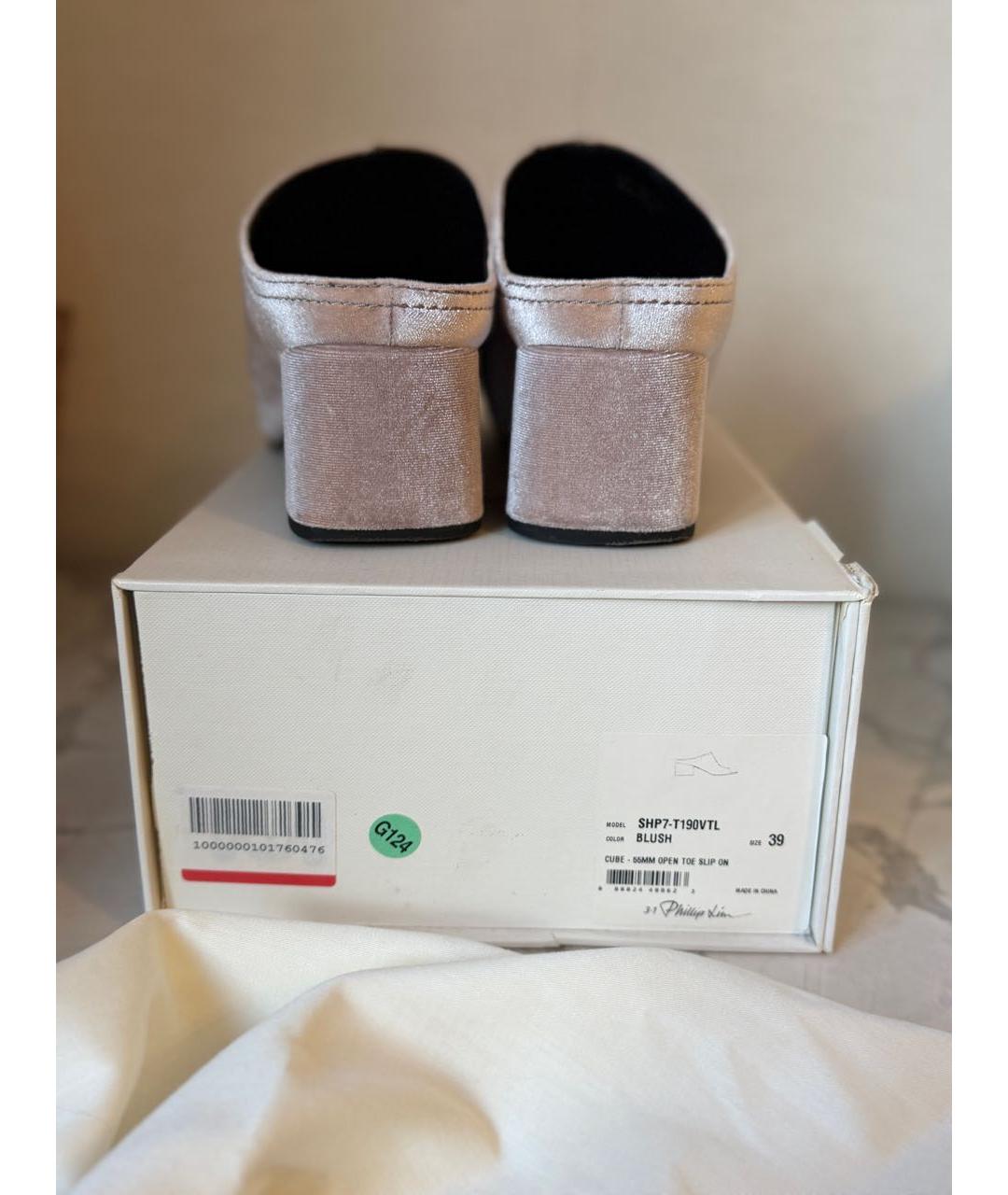 3.1 PHILLIP LIM Розовые текстильные мюли, фото 2