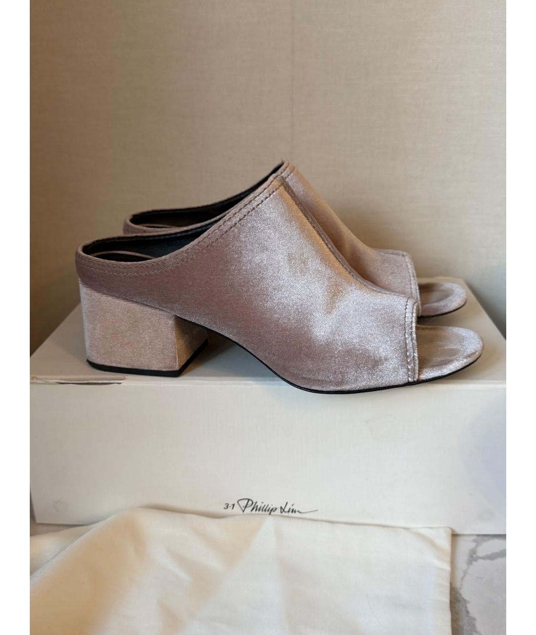 3.1 PHILLIP LIM Розовые текстильные мюли, фото 4