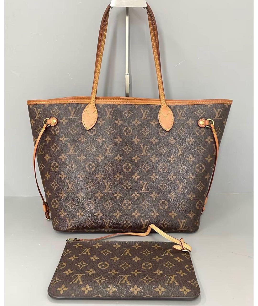 LOUIS VUITTON Коричневая кожаная сумка тоут, фото 8