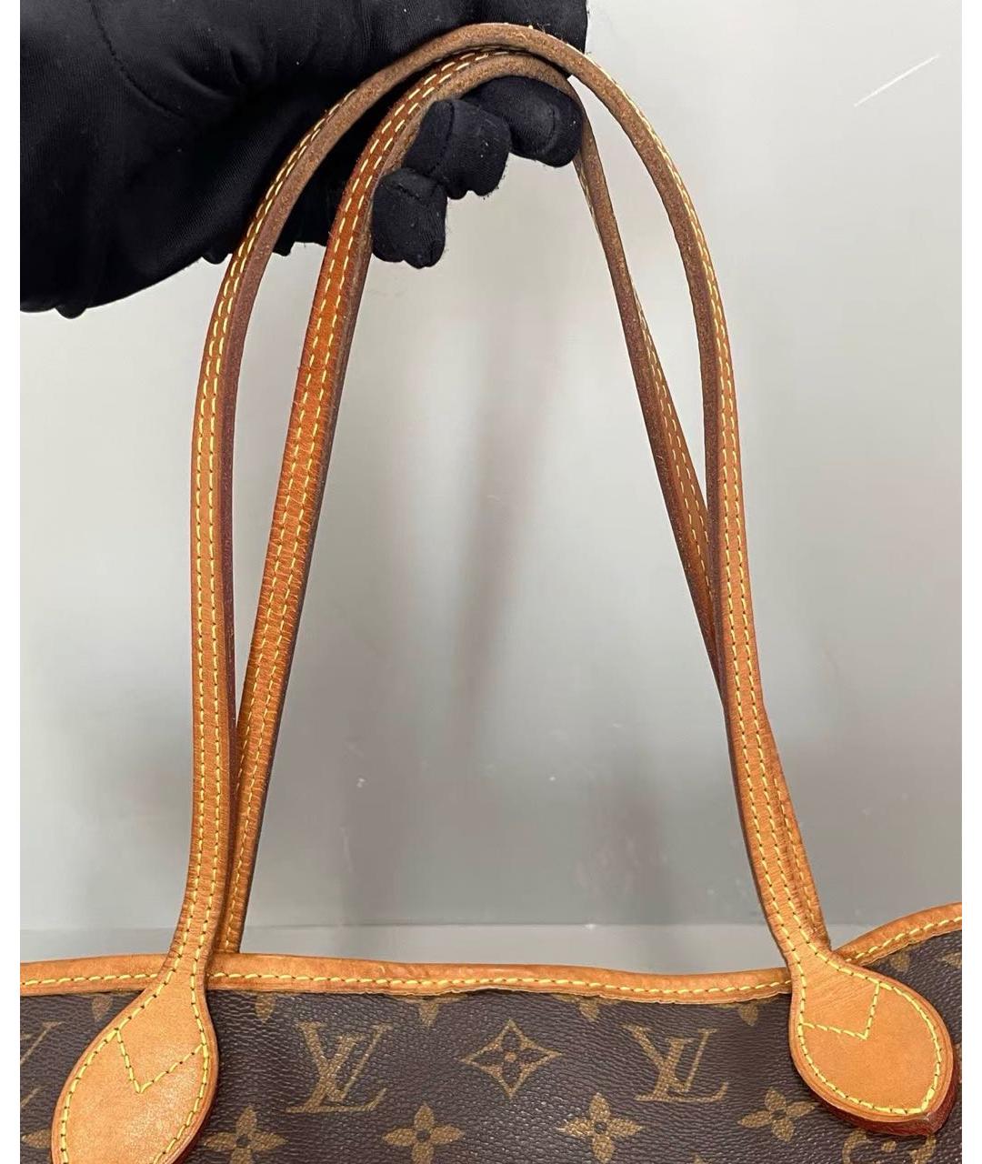 LOUIS VUITTON Коричневая кожаная сумка тоут, фото 7