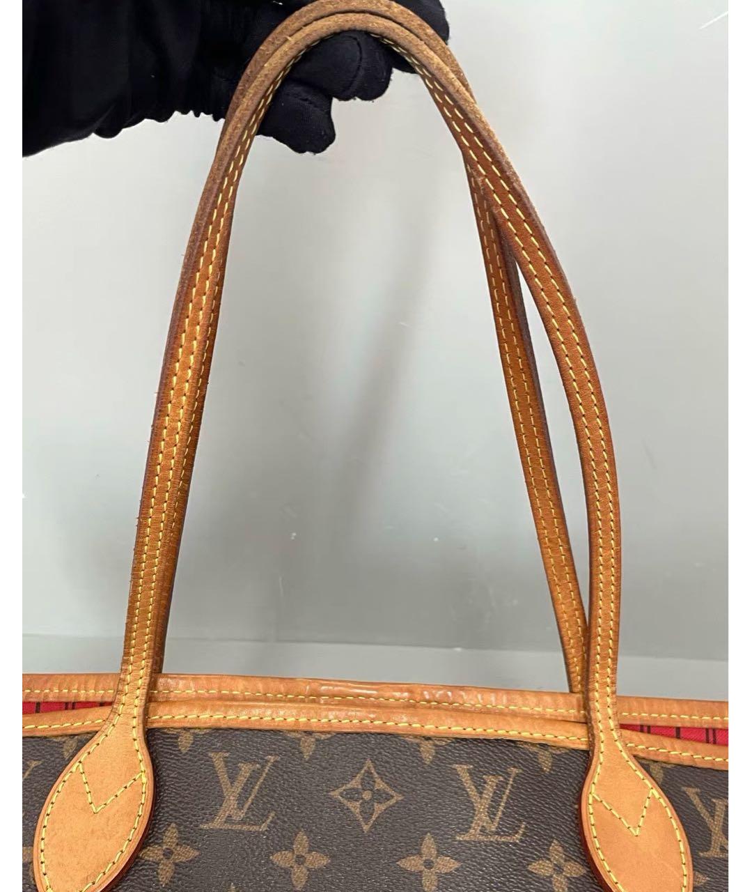 LOUIS VUITTON Коричневая кожаная сумка тоут, фото 6
