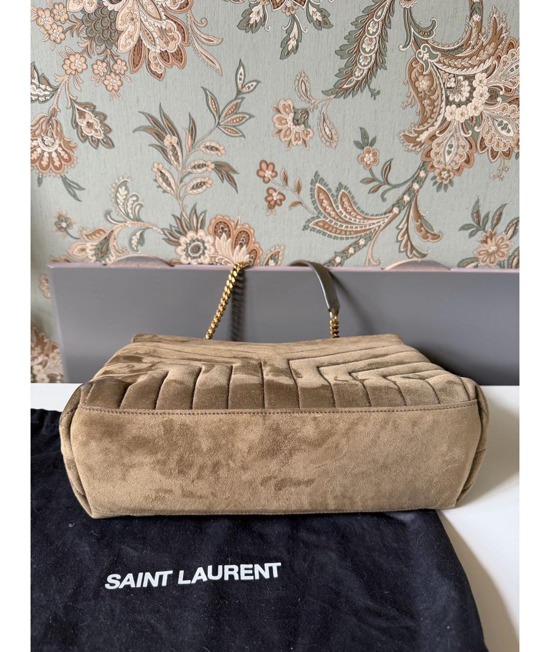 SAINT LAURENT Хаки замшевая сумка через плечо, фото 5