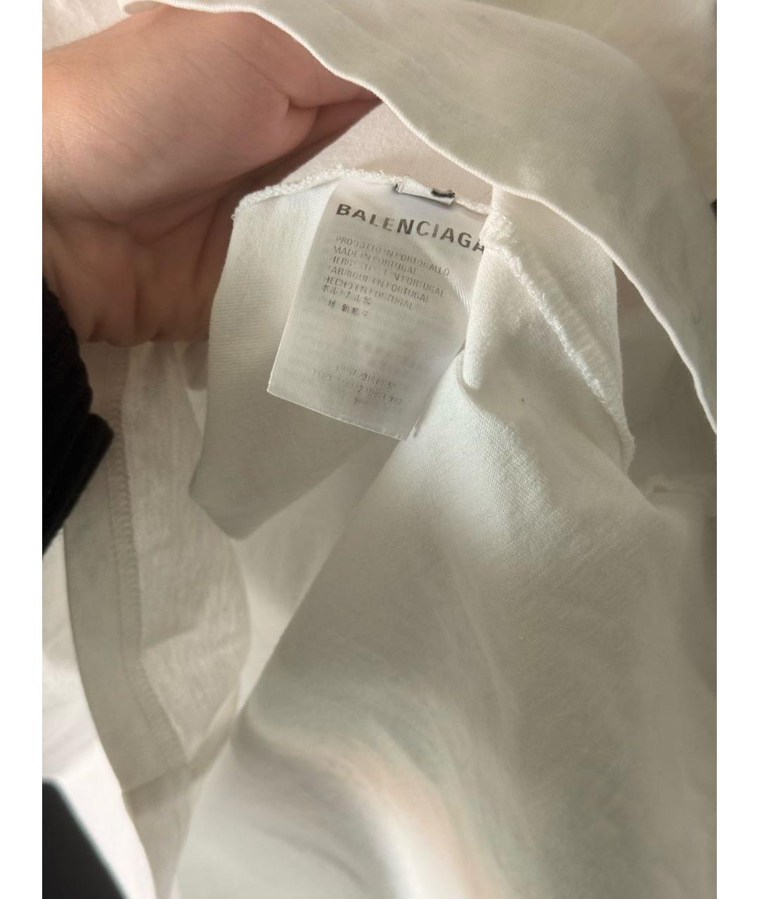 BALENCIAGA Белая хлопковая футболка, фото 6