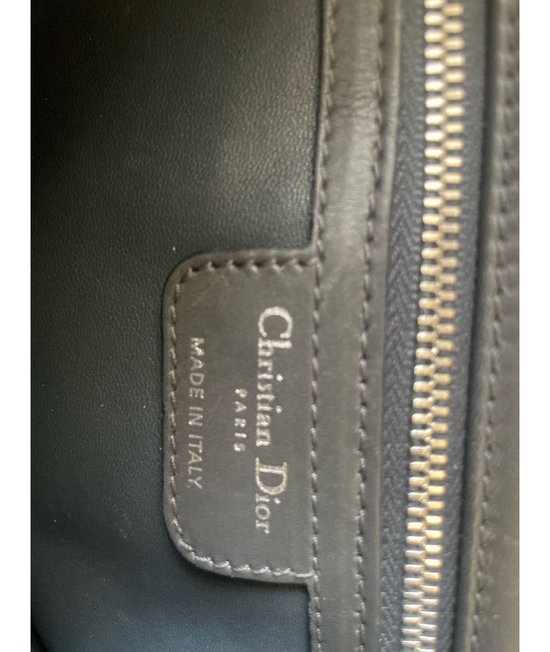 CHRISTIAN DIOR Серая кожаная сумка с короткими ручками, фото 3