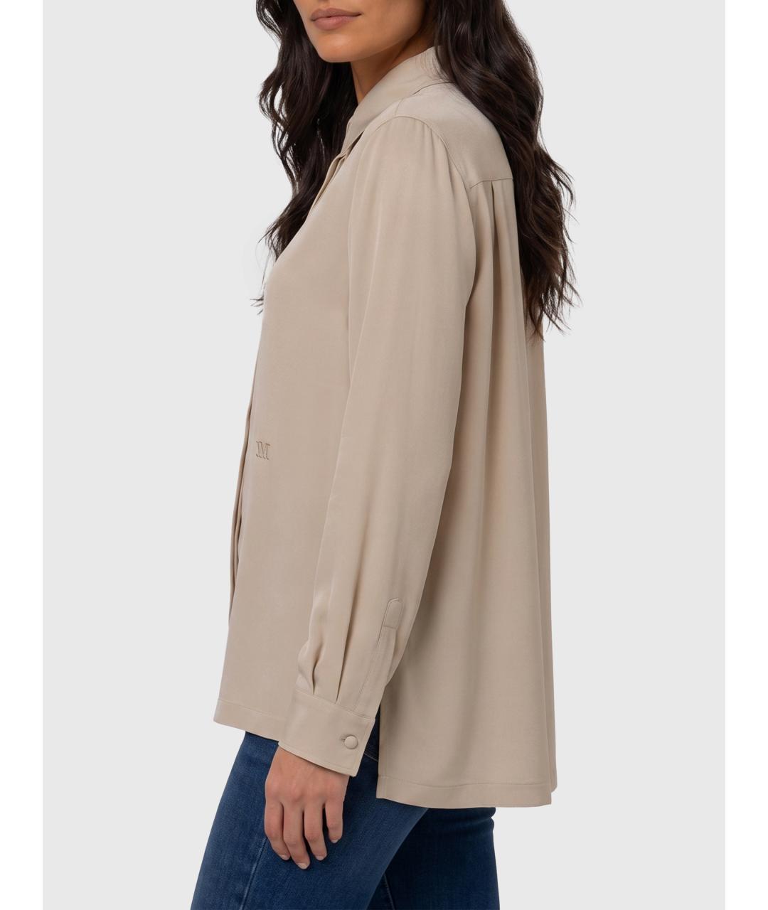 MAX MARA Бежевая шелковая рубашка, фото 3