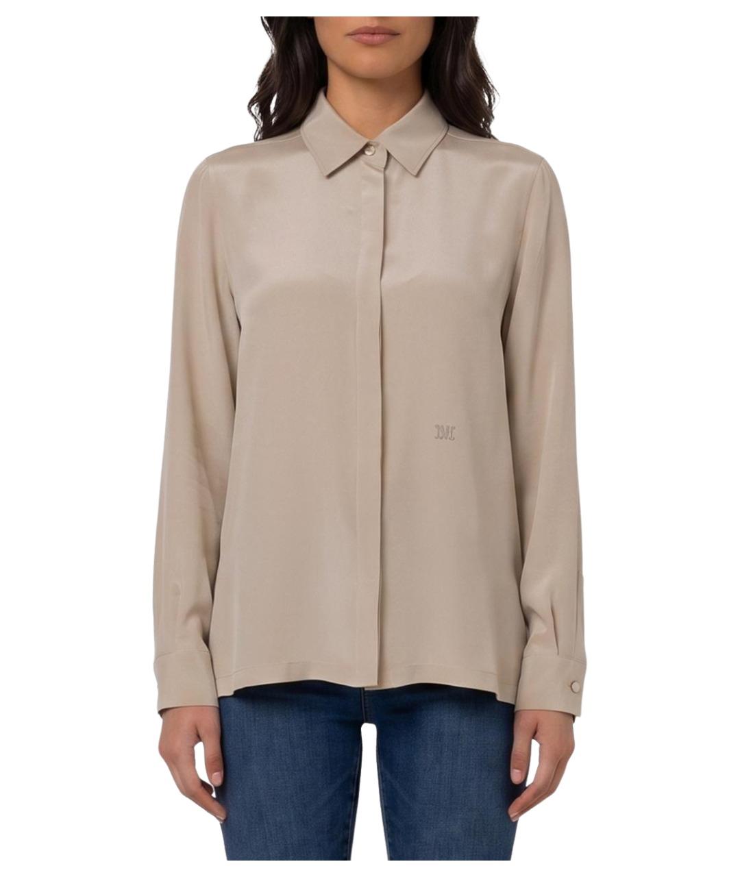 MAX MARA Бежевая шелковая рубашка, фото 1