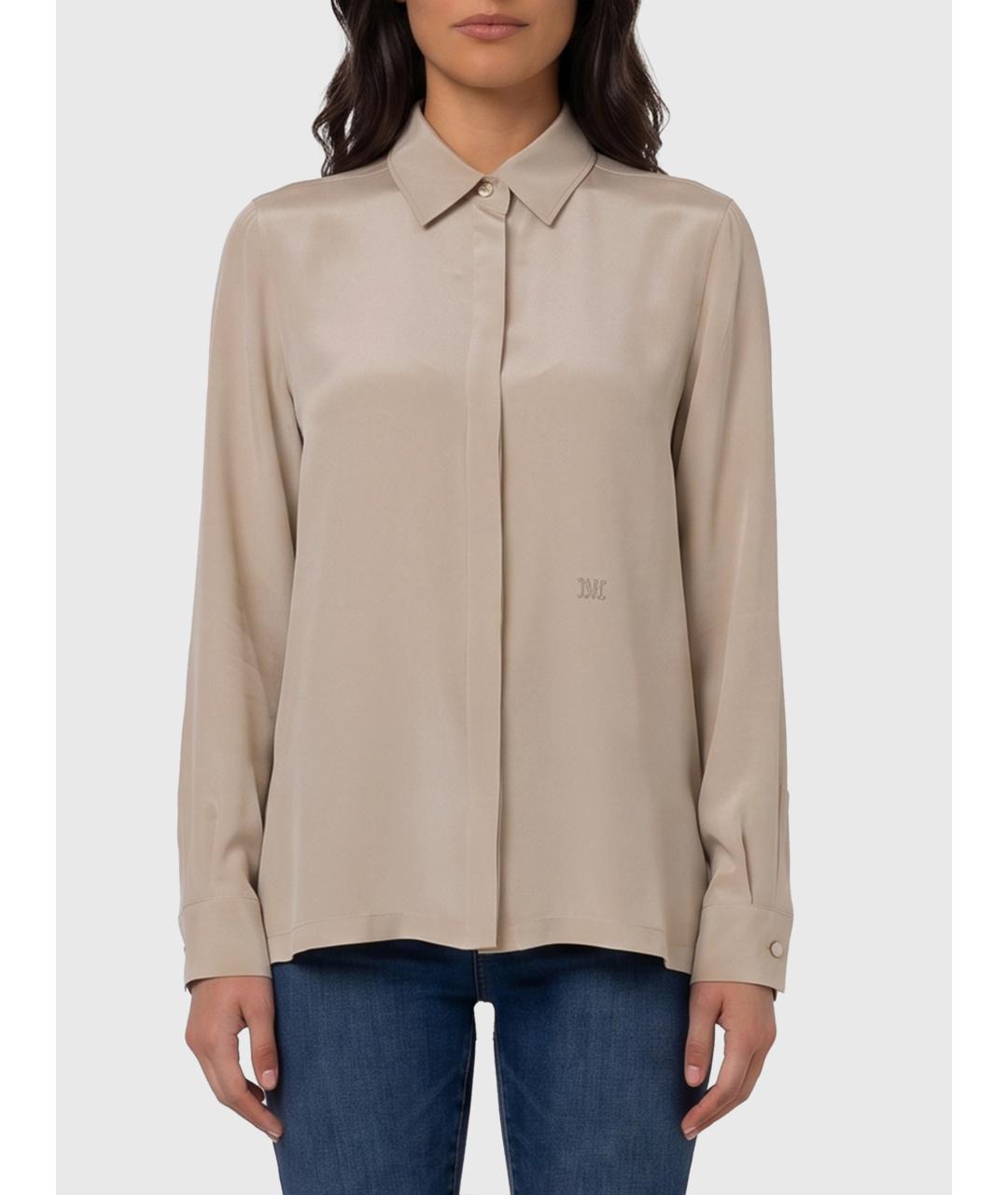 MAX MARA Бежевая шелковая рубашка, фото 4
