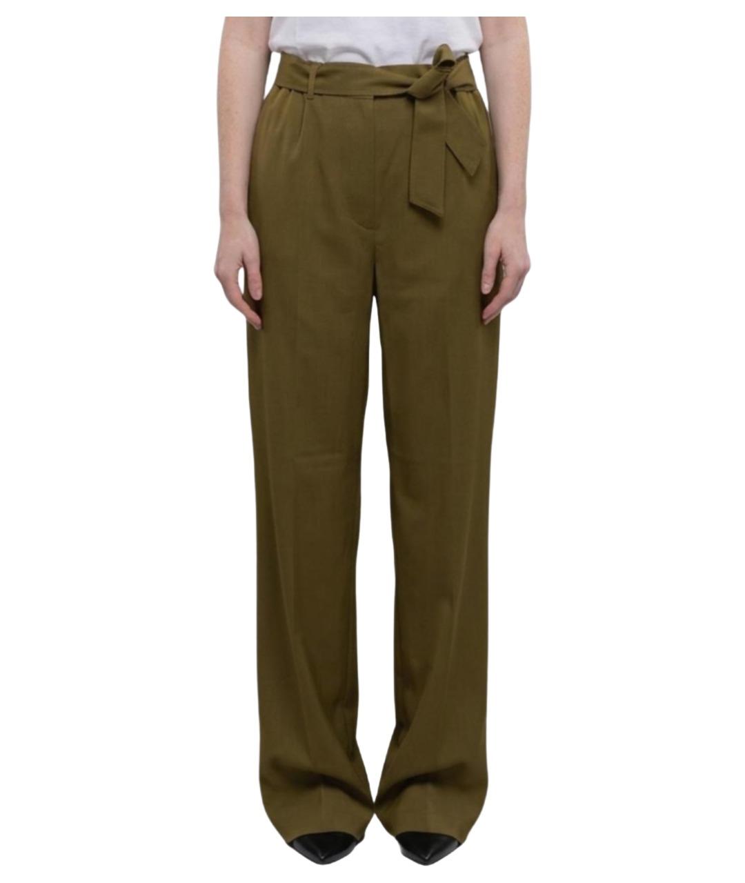 MAX MARA Зеленые шерстяные прямые брюки, фото 1