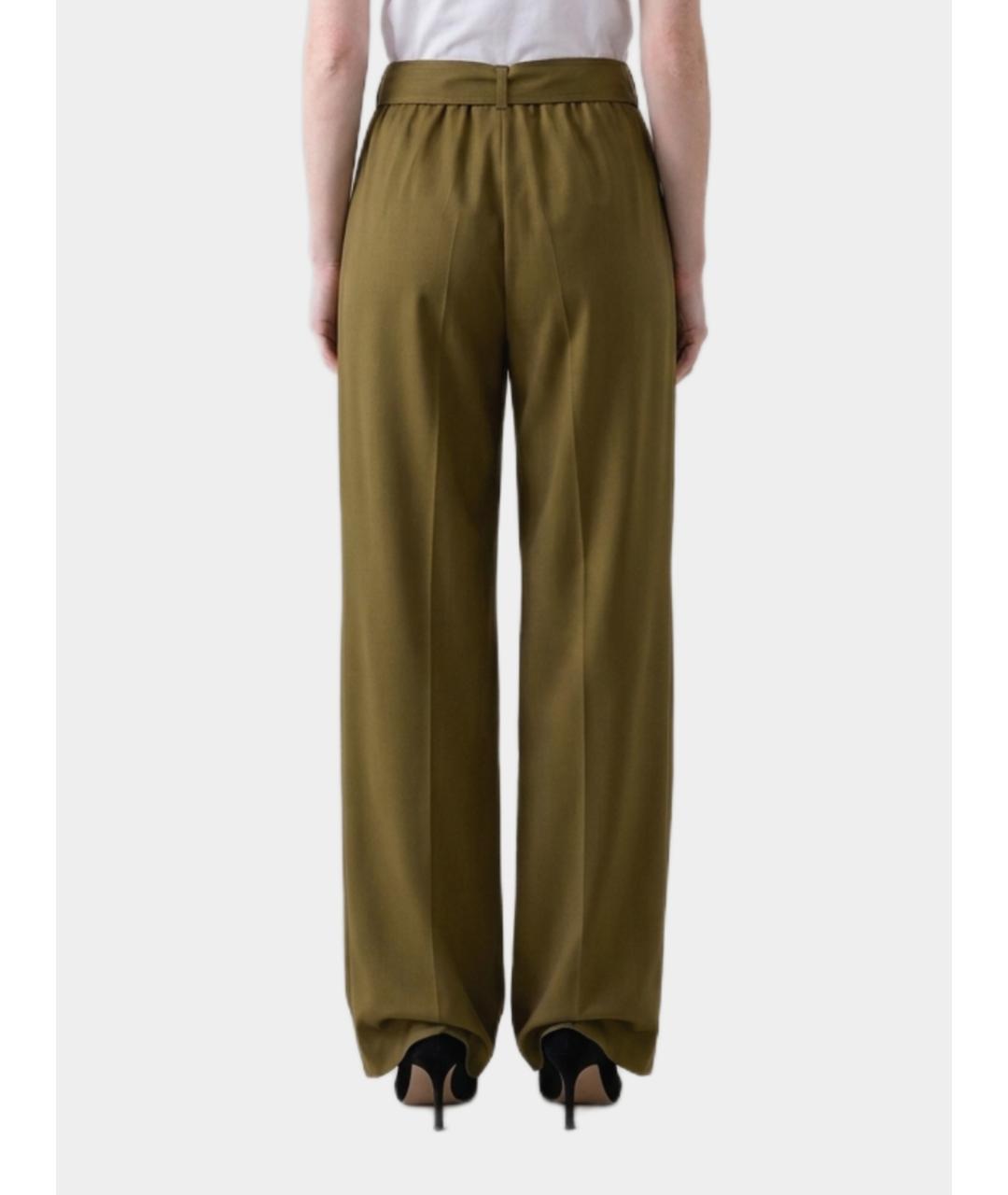 MAX MARA Зеленые шерстяные прямые брюки, фото 2