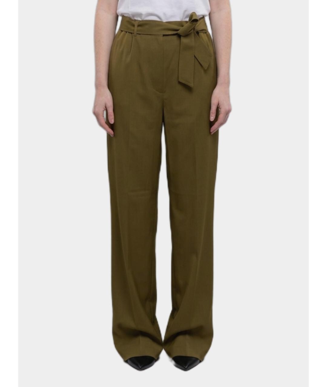 MAX MARA Зеленые шерстяные прямые брюки, фото 3