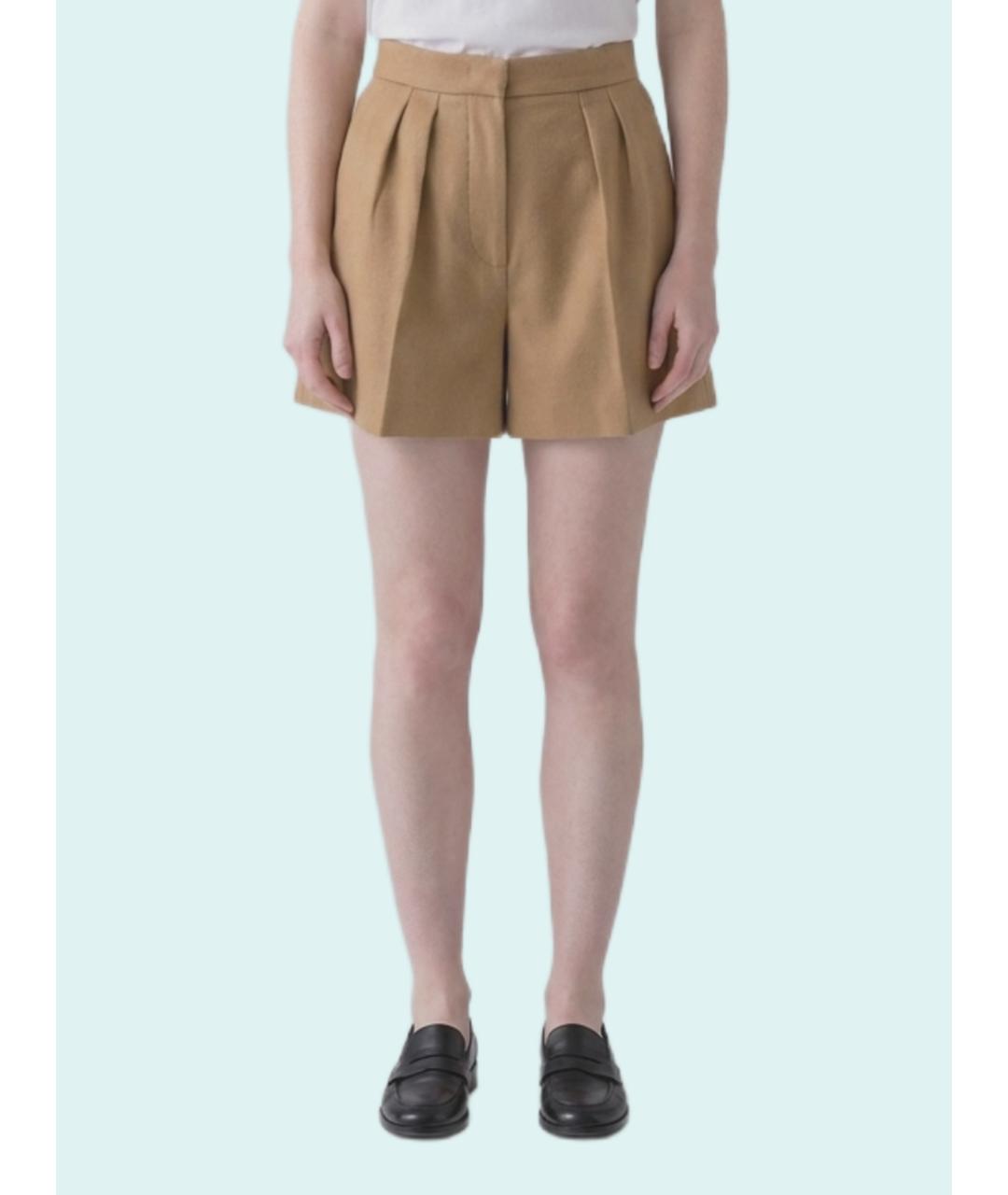 MAX MARA Бежевые шерстяные шорты, фото 3