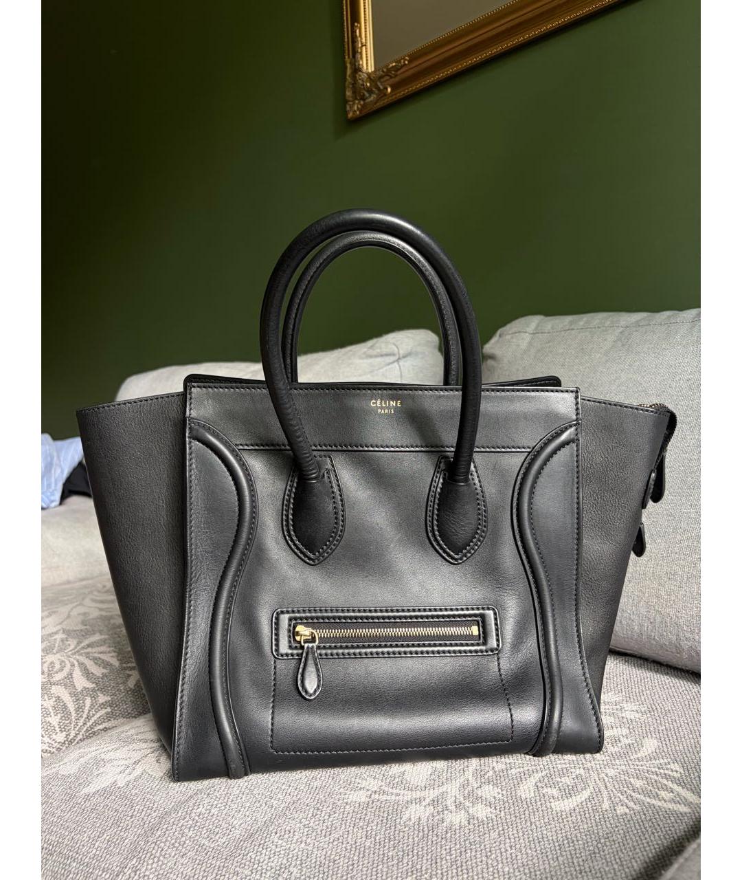 CELINE Черная кожаная сумка с короткими ручками, фото 6
