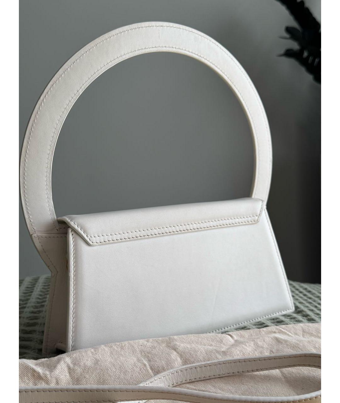 JACQUEMUS Белая кожаная сумка с короткими ручками, фото 3