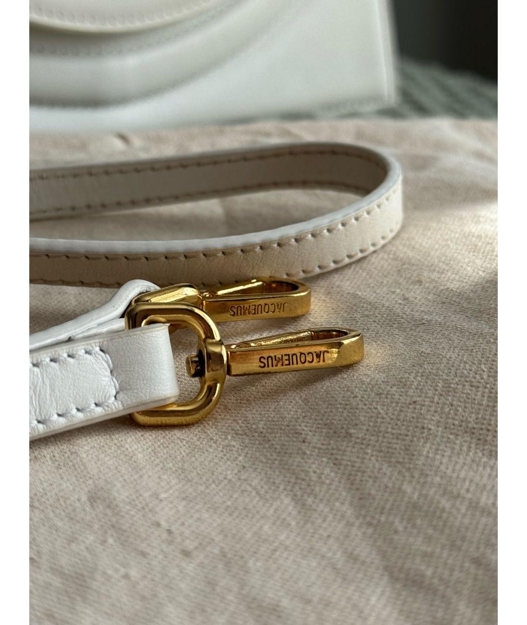 JACQUEMUS Белая кожаная сумка с короткими ручками, фото 6