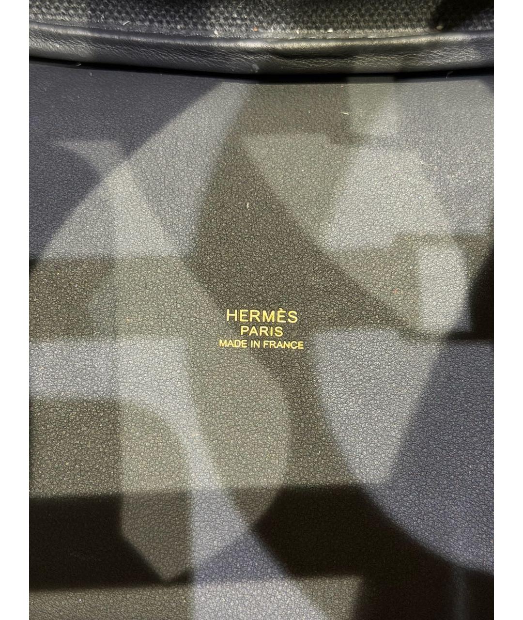 HERMES Темно-синяя тканевая сумка с короткими ручками, фото 5